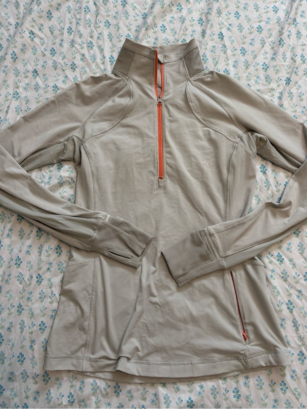 Lululemon vintage striped quarter zip pullover jacket with coral